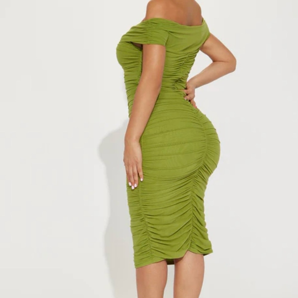 Fashion Nova Strapless Olive Dress - Picture 3 of 6